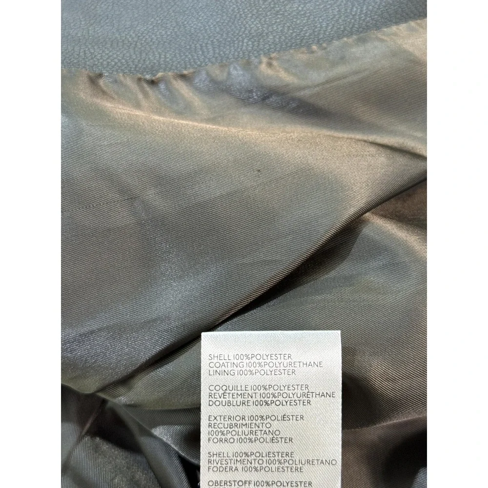 Maeve By Anthropologie Coat Womens Large Gray Faux Leather Fur Collar Winter - Picture 8 of 10